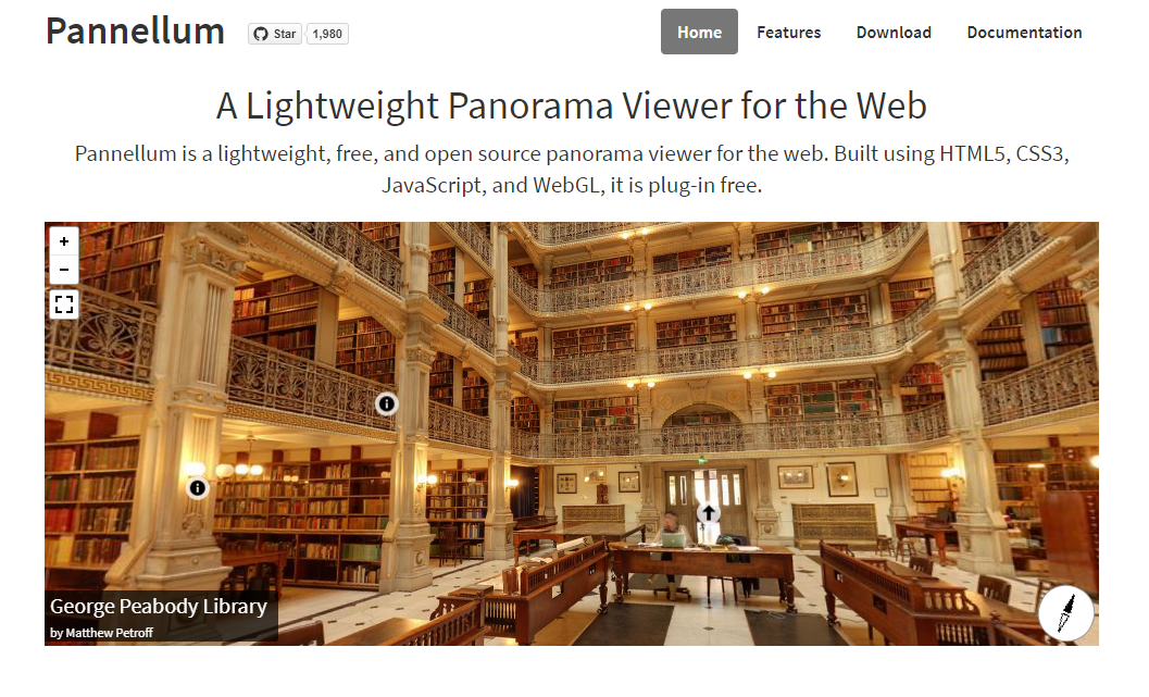 开源工具Pannellum创建详细而动态的全景游览
