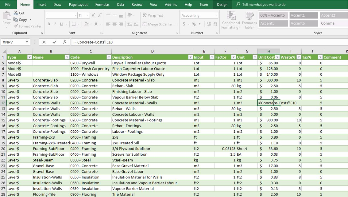 使用Excel在多个SketchUp模型中共享成本数据